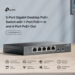 5-Port Gb Desktop PoE+ Switch with 1-Port PoE++ In and 4-Port PoE+Out