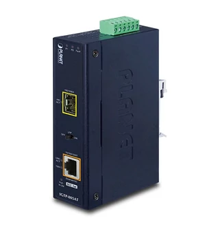 IP30 Industrial 10/100/1000Base-T to Gi- gabit ŰSFPConverter with 802.3at POE+