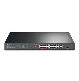 16-Port 10/100 Mbps + 2-Port Gb Rackmoun Switch with 16-Port PoE+