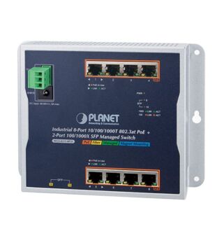 Industrial 8-Port 10/100/1000T 802.3at PoE + 2-Port 100/1000X SFP Wall-mount