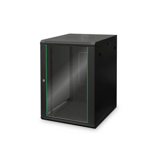 16U fali rackszekrény 600x600 BASIC RAL 9005 DN-19 16U-6/6-EC-SW