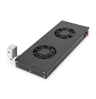 Ventilátor panel Digitus szek.hez 2 fans +termosztát fekete / DN19 FAN-2-HO-SW