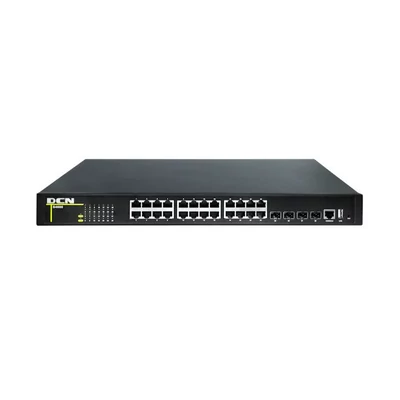 DCN L2 PoE switch 24x10/100/1000Base-T with PoE+(370W) RJ45 4x 1/10GBase-X SFP+