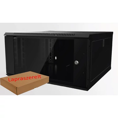6U fali rack szekrény 600x600 hegesztett fekete