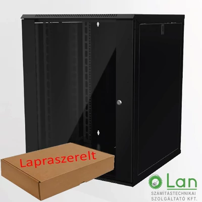 16U fali rack szekrény 600x600 lapra szerelt