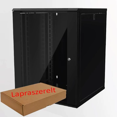 16U fali rack szekrény 600x600 lapra szerelt