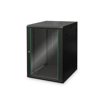 16U fali rackszekrény 600x600 BASIC RAL 9005 DN-19 16U-6/6-EC-SW